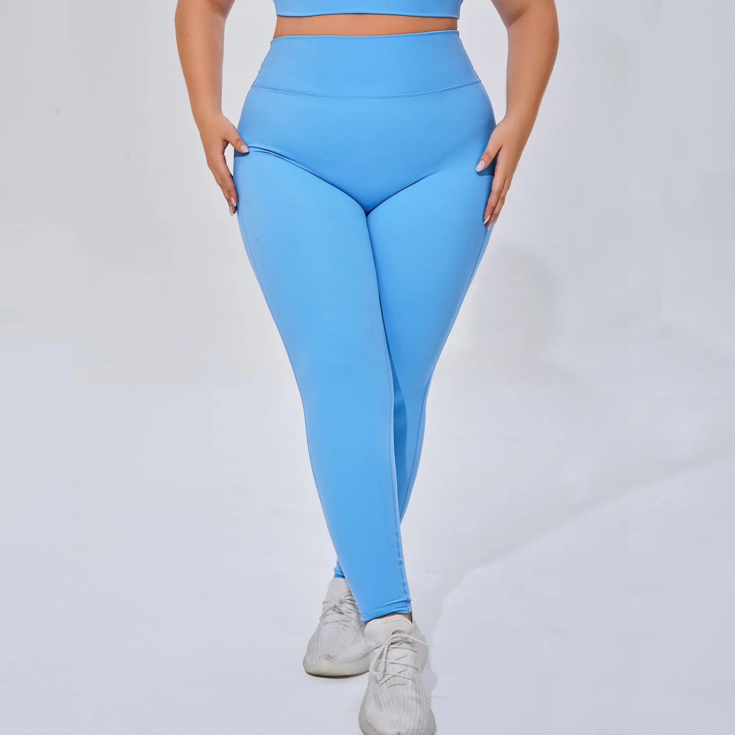 Wholesale Plus Size Soft Feel Yoga Set Criss Cross Back Sports Bra High Waist Leggings 2 Piece Activewear Set