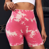 Wholesale Tie Dye Seamless Yoga Shorts for Women High Waist Scrunch Butt Lifting Biker Shorts Gym Workout Shorts