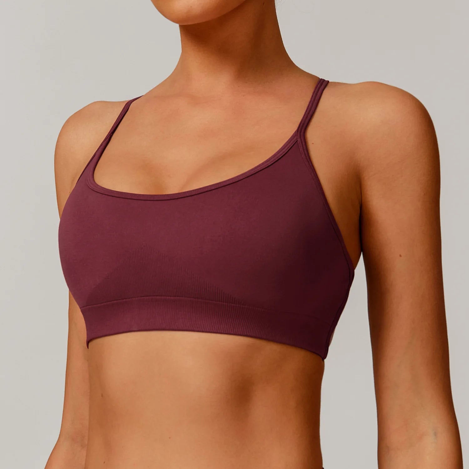 Yoga Bra Seamless Cross Strap Backless Sports Bra OEM Custom Logo U-Neck Removable Padded Gym Workout Vest Tank Top
