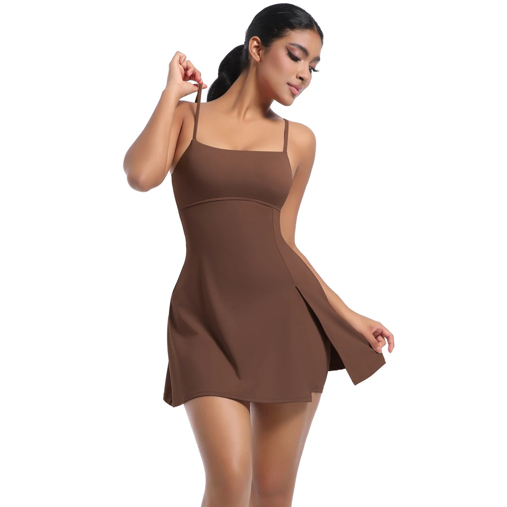 Wholesale Breathable Chest Pad Anti-Exposure Strappy Back short sleeve shirt tshirt women One Piece Tennis