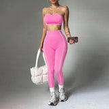 Wholesale Strapless Support Sports Bra Tummy Control Hip-Lifting Yoga Pants Set Women Running Fitness Activewear