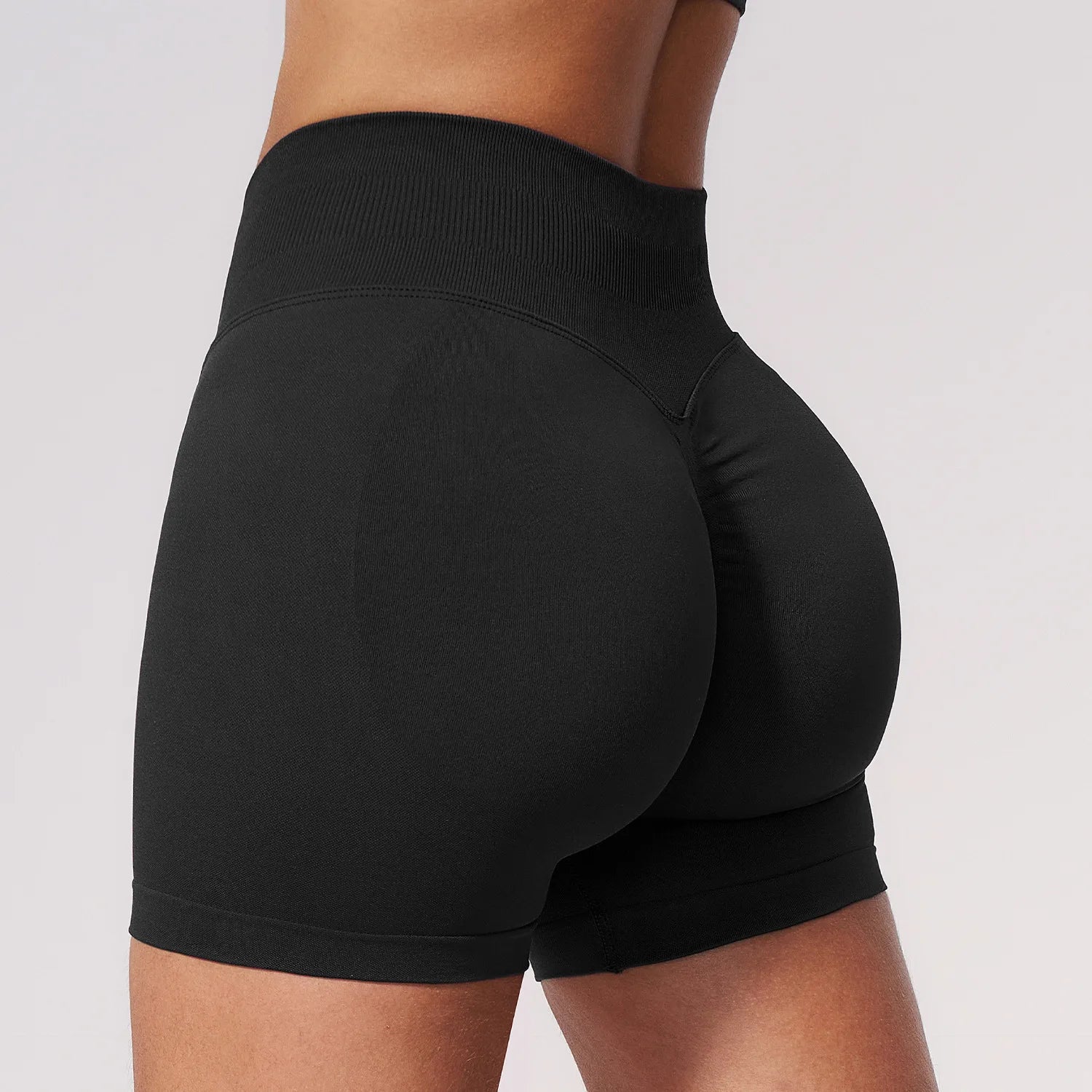 Women's Seamless Solid 5-Piece Yoga Set Breathable High-Waisted Scrunch Workout Leggings Shorts Sportswear Gym Fitness