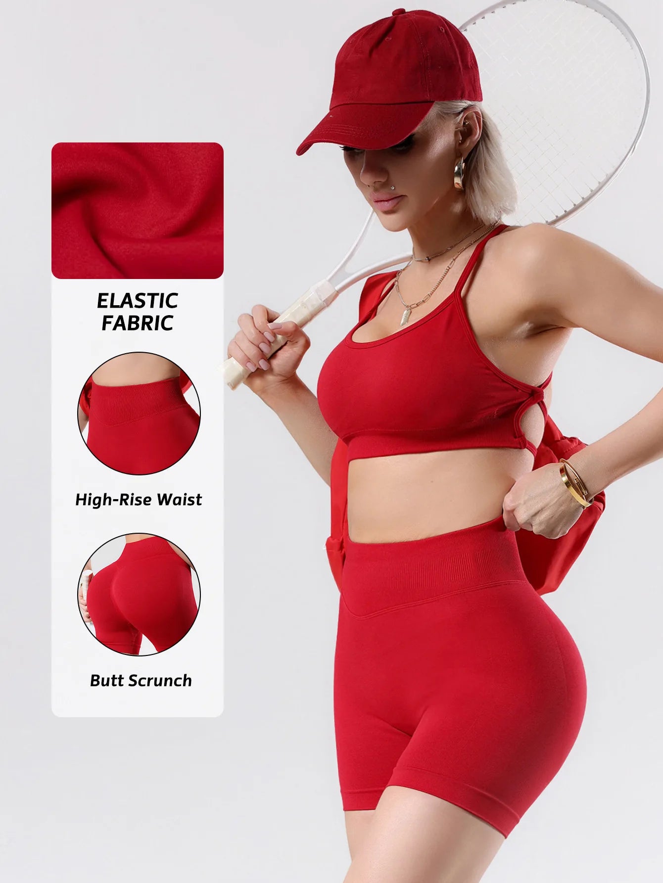 Women Lightweight Reversible Sports Bra Shorts Sets Quick Dry Seamless Yoga Bra High Impact Shock-proof Cross Back  Sport Bra
