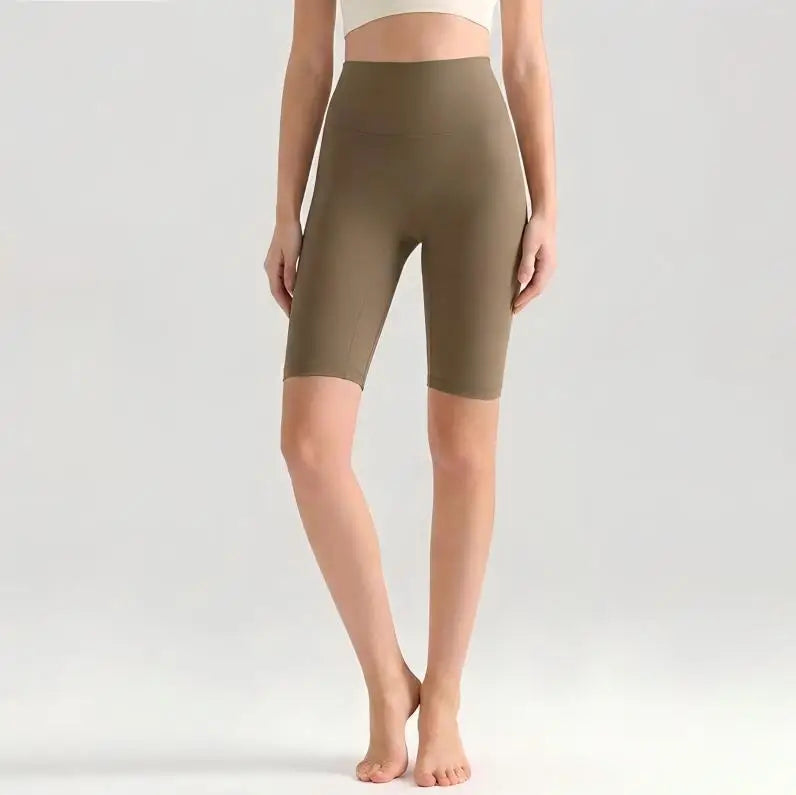 Women High Waisted Seamless Front Biker Shorts Sculpting Fit Yoga Shorts Butt Lifting Gym Workout Cycling Essentials Shorts