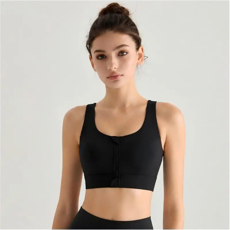 Women Front Zipper Sports Bra Built-in Fixed Cups High Impact Gym Crop Top Wireless Breathable Workout Activewear