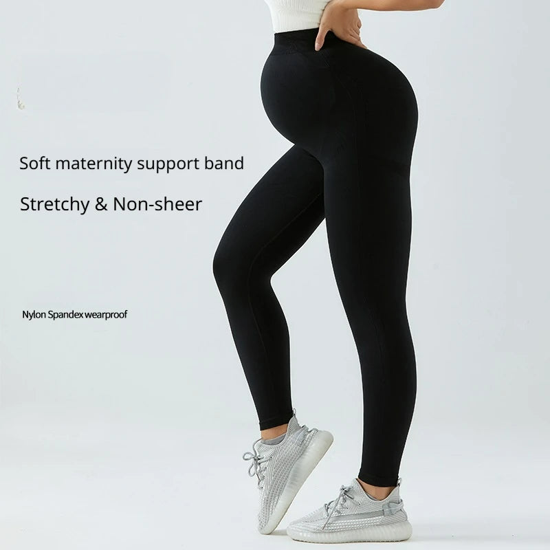 Custom Logo Plus Size Maternity Active Wear Pants for Women Spandex/Nylon Solid Maternity Clothing Quick Dry Breathable Seamless