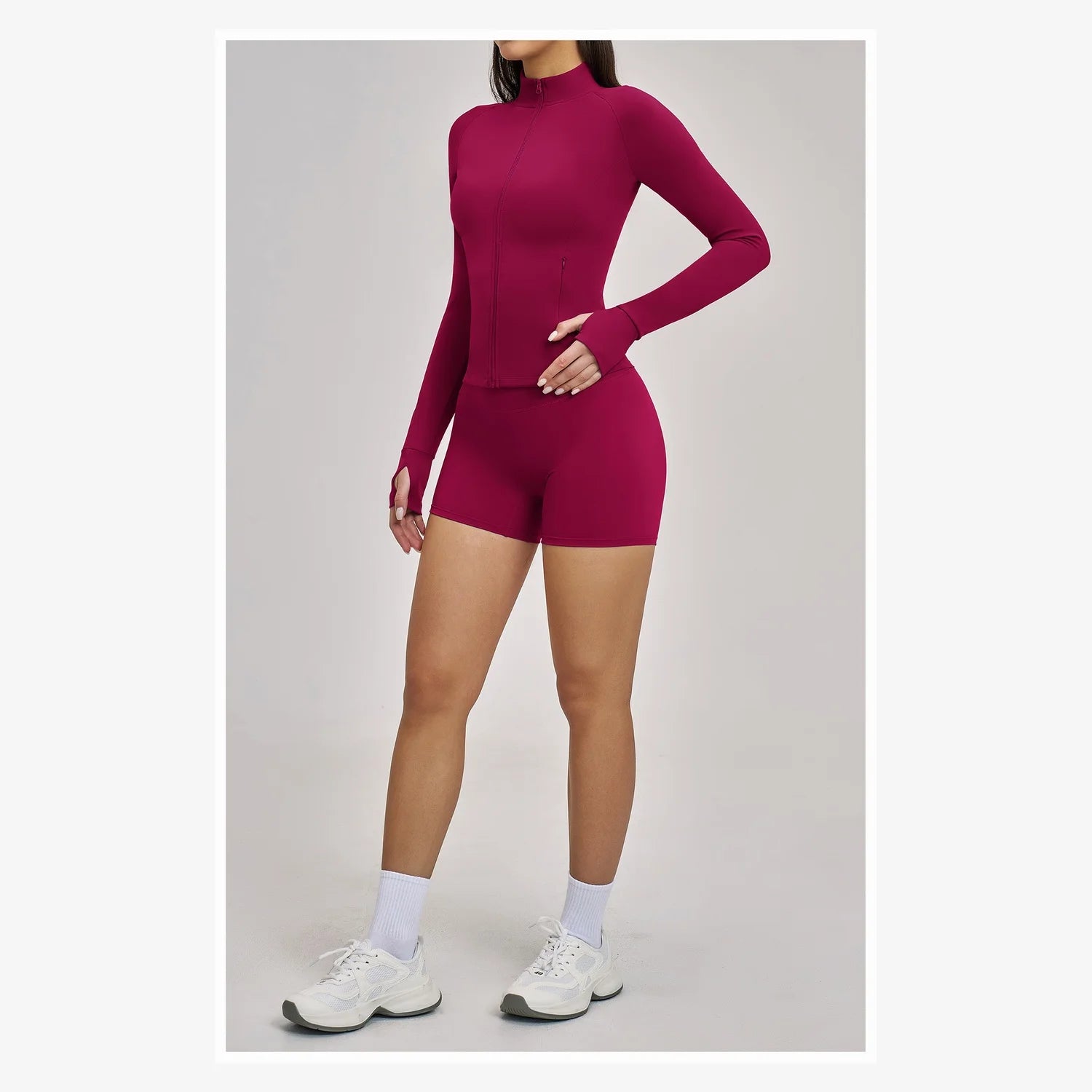 Quick-drying Fitness Yoga Set Zipper Casual Set Women's Outdoor Cycling and Running Sports Set Custom LOGO