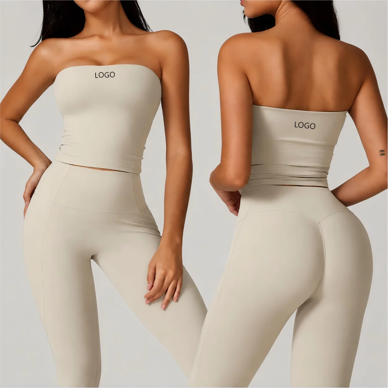 OEM Custom Logo Strapless Bandeau Top Women Yoga Bra Padded Gym Crop Tank Wireless Tube Top Workout Activewear Vest