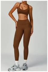 Custom Women's Yoga Set Eco-friendly Recycled High Waist Yoga Leggings Set Tight-fitting Sports Outfit Outdoor Running Set