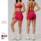 Seamless 2 Piece Tank High Waist Shorts Workout Outfits Yoga Set Gym Running Sportswear Sports Bra Crop  for Women Custom