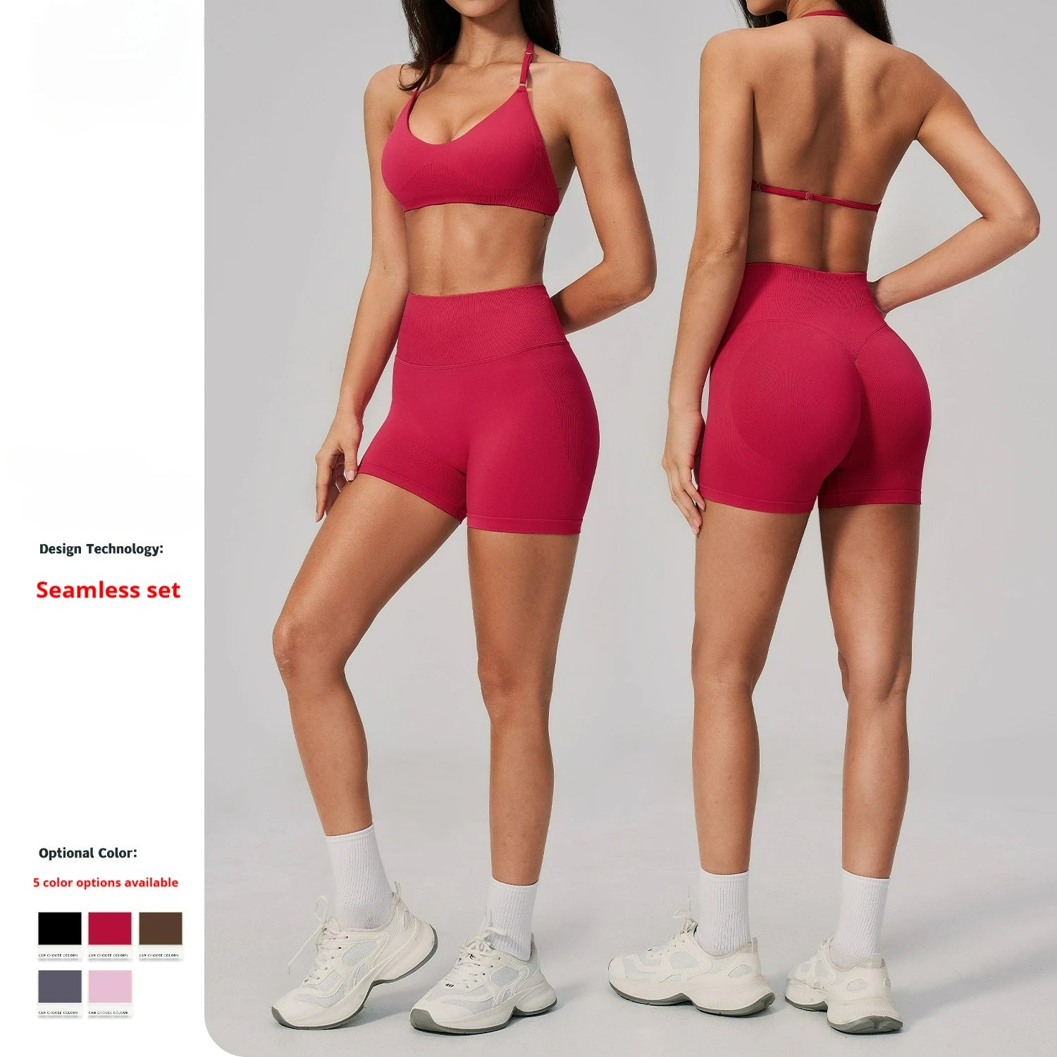 Seamless 2 Piece Tank High Waist Shorts Workout Outfits Yoga Set Gym Running Sportswear Sports Bra Crop  for Women Custom