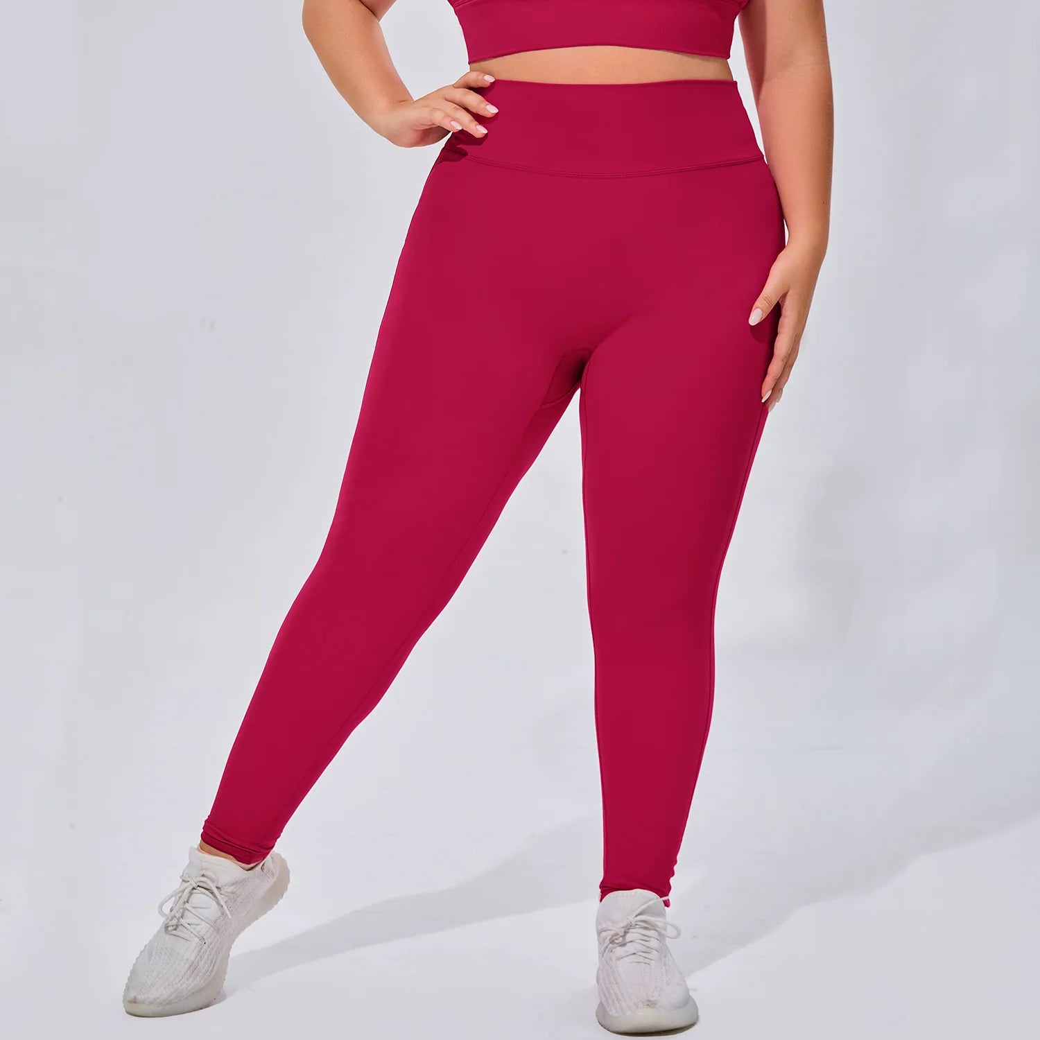 Wholesale Plus Size Soft Feel Yoga Set Criss Cross Back Sports Bra High Waist Leggings 2 Piece Activewear Set