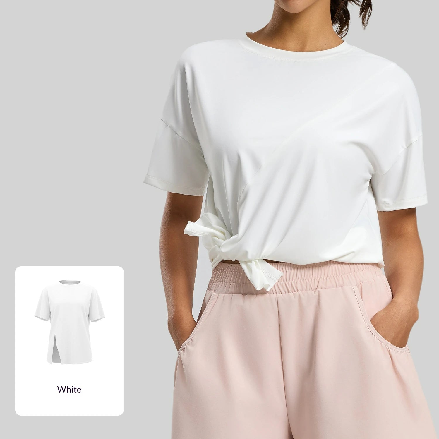 Loose-fitting yoga top for running, sports, and outdoor wear,Spandex/Polyester Split Loose Yoga Running Sports Fitness Top