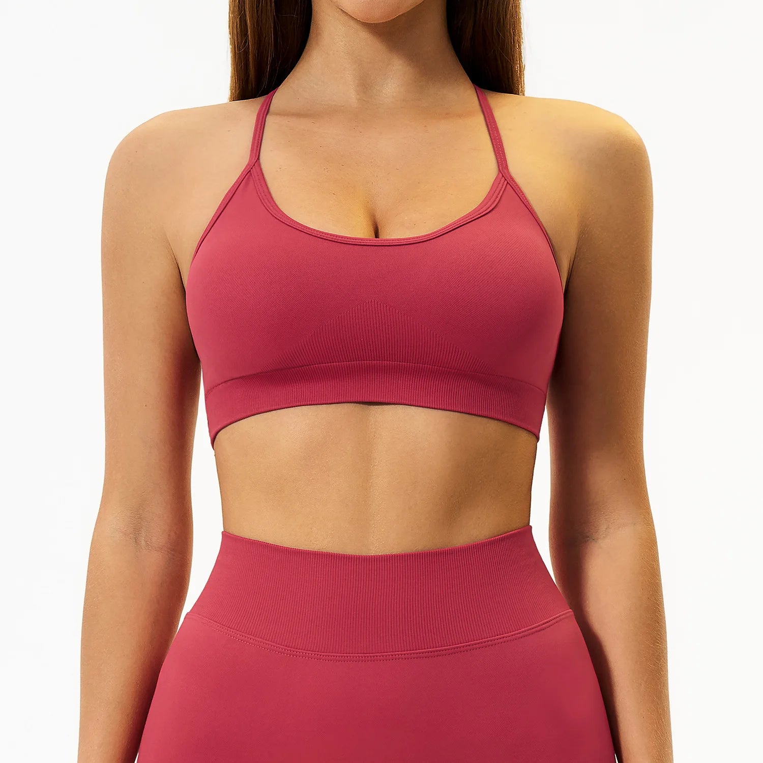 Criss Cross Sports Bra Seamless Yoga Bra Custom Logo Removable Padded Gym Workout Crop Top Vest