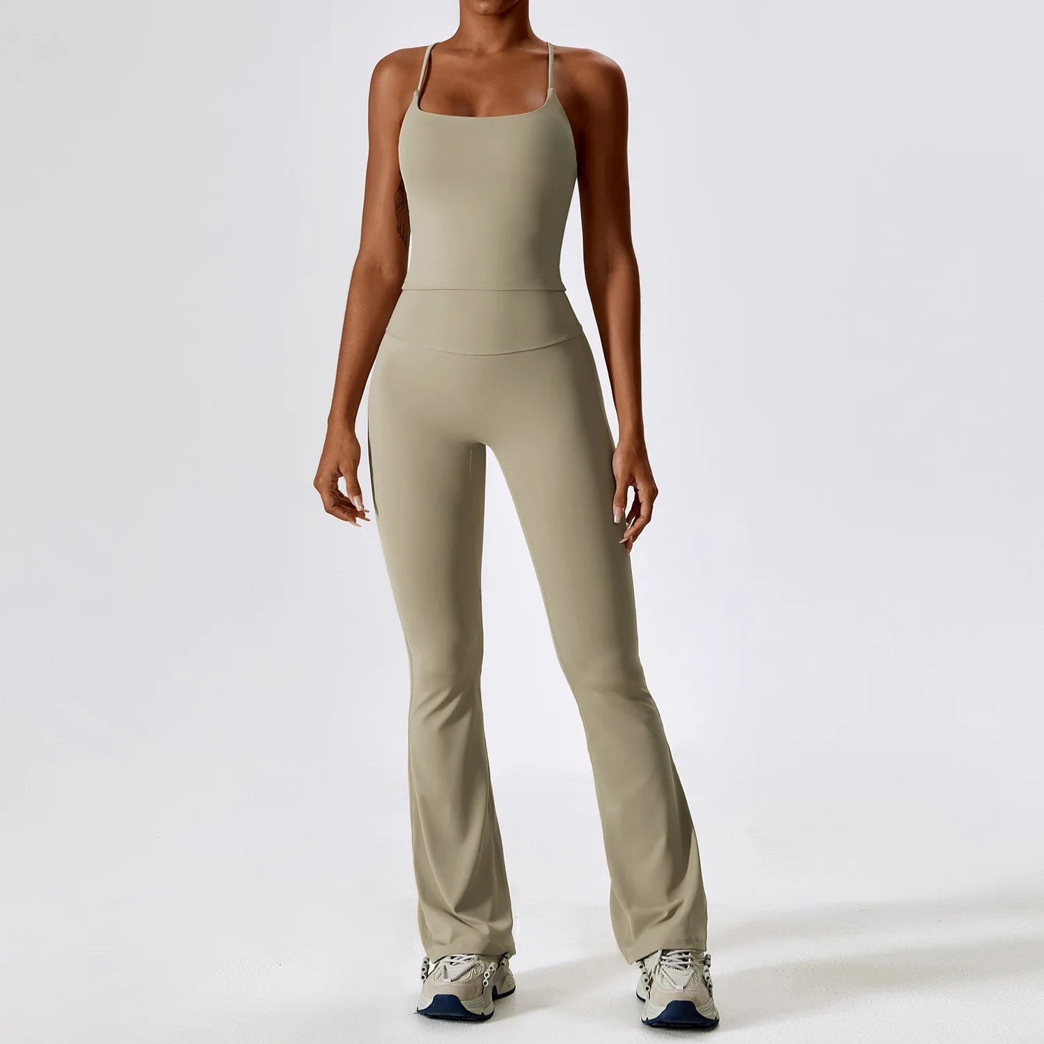 Breathable Women Running Yoga Wear Workout Long Sleeve T-Shirts Yoga Sports Crop Tops Flared Pants Bra Yoga Sets Custom