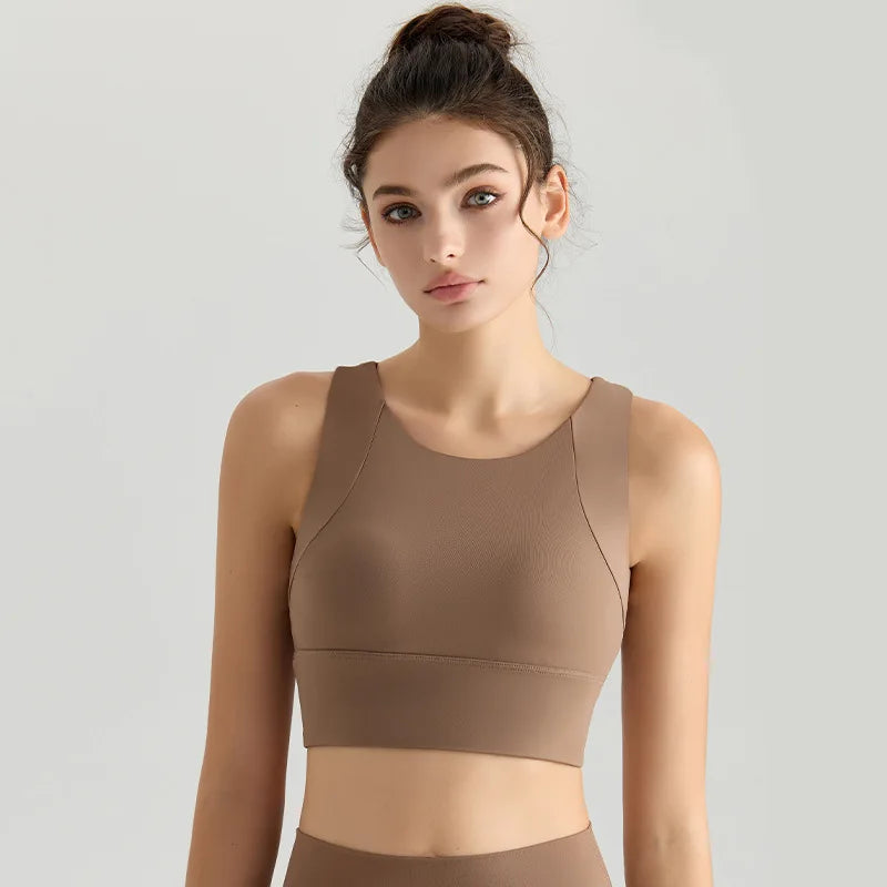OEM Custom Logo Racerback Sports Bra Women High Support Seamless Gym Crop Tank Top Workout Activewear Vest