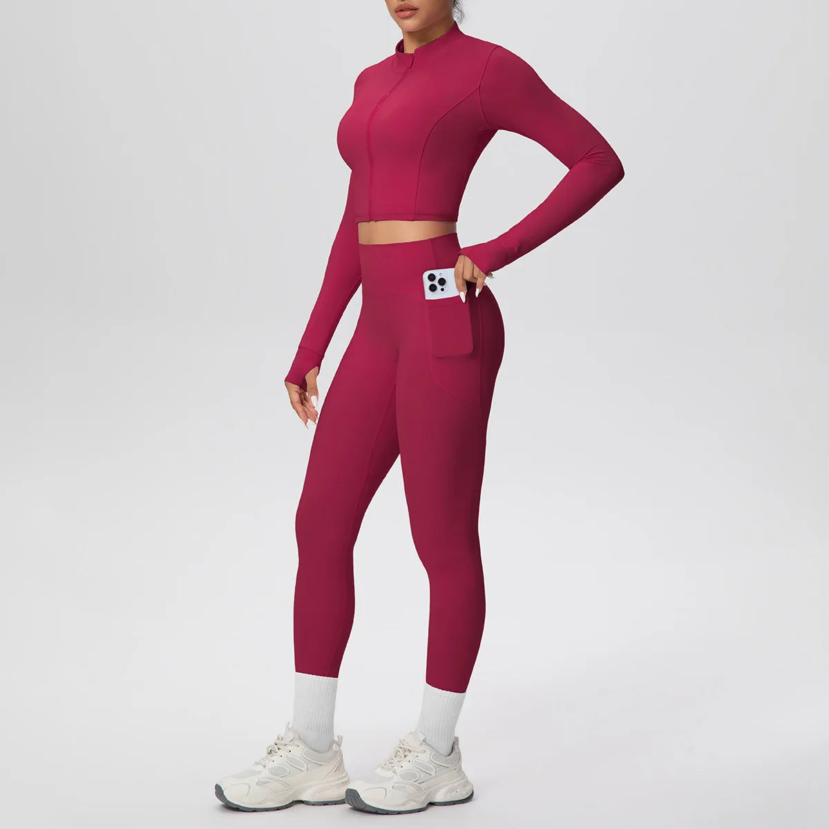 Yoga Set with Pocket Fitness Gym Clothing Leggings Women Workout Outfit 2 Piece Halter Neck Custom Sports Pilates Custom Logo