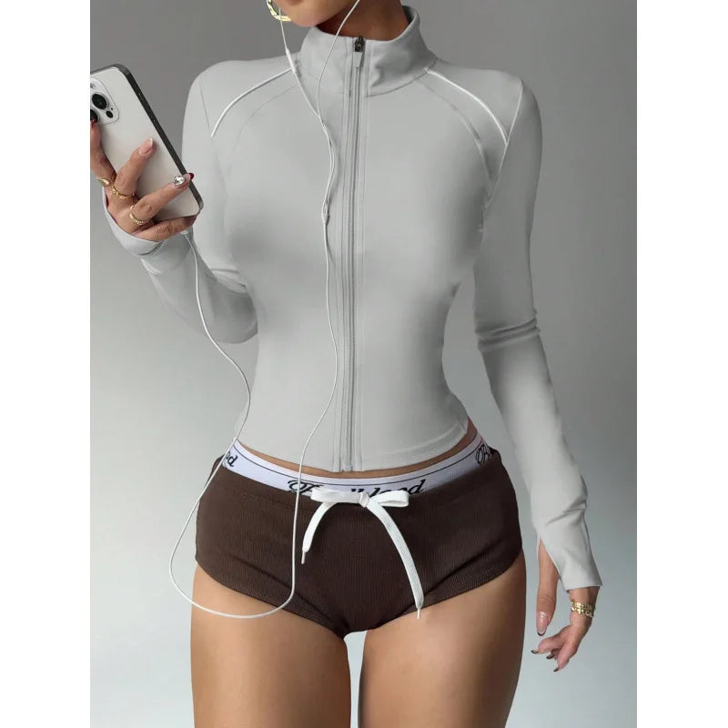 Breathable Reflective Running Gym Sport Jacket Slim Fit Yoga Jacket Full Zip Long Sleeve Workout Top Custom Logo