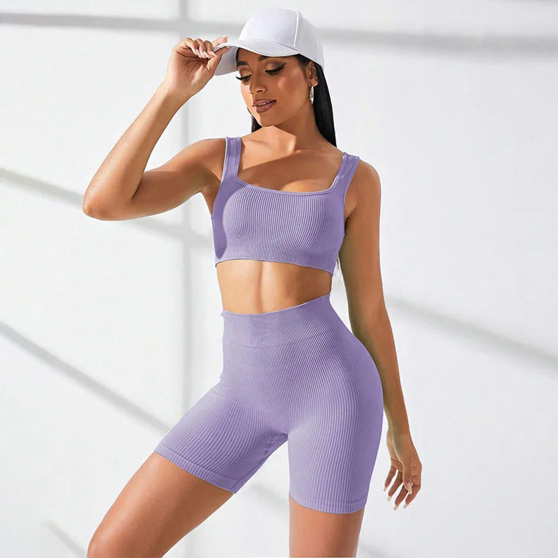 Women Gym Seamless Yoga Sets Sports Wear High Waist Athletic  Workout Set Coffee Activewear 2 Piece for Outdoor Sports