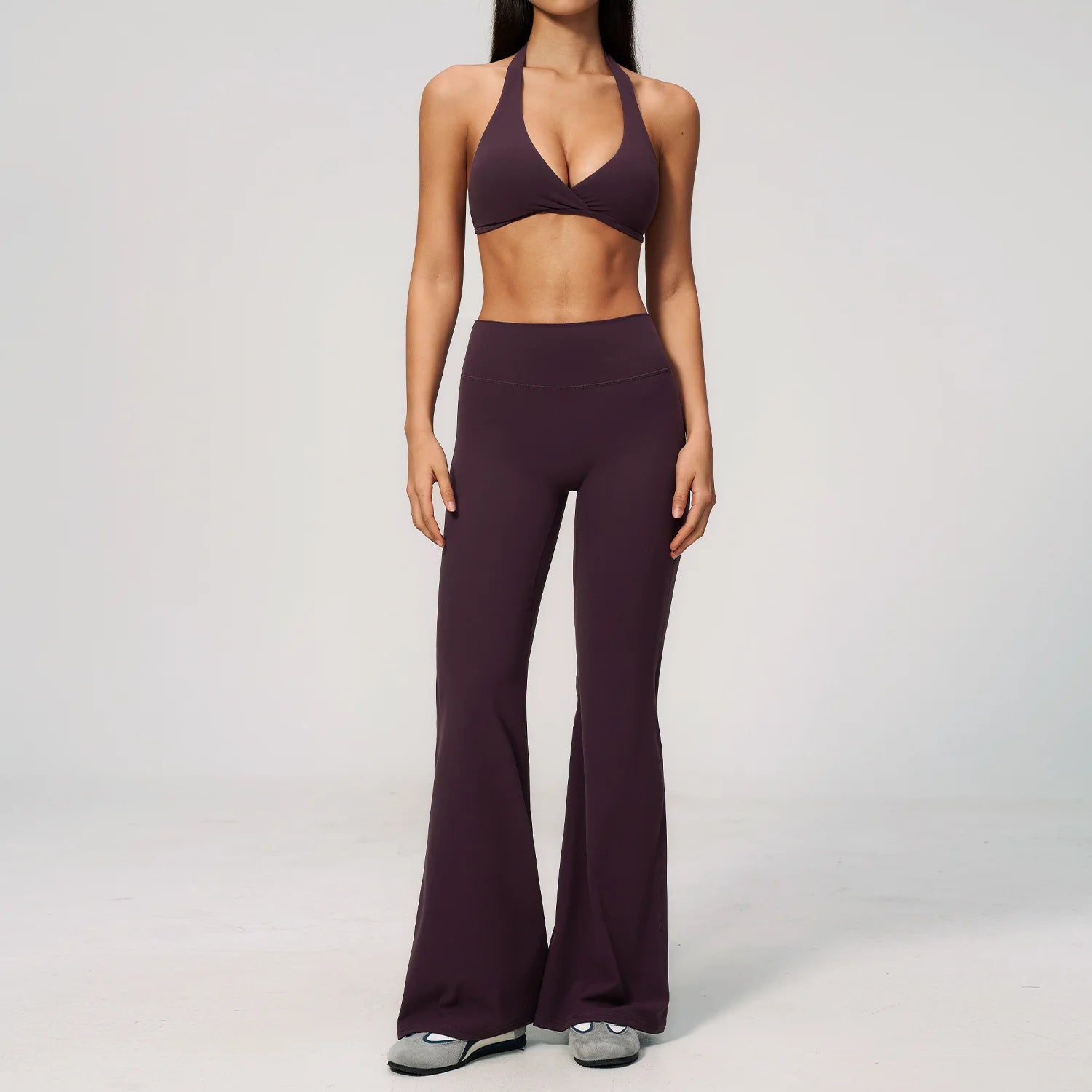 Custom Logo Women's Yoga Set 2-Piece V-Shaped High Waist Butt Lifting Ruched Quick Dry Fitness Workout Gym Set XS