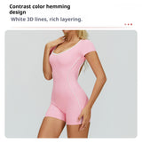 Women's Hollow Out Back Yoga Jumpsuit Bodysuit - Contrast Color Naked Feel  Custom Yoga Fitness Sports Wear for Running Gym