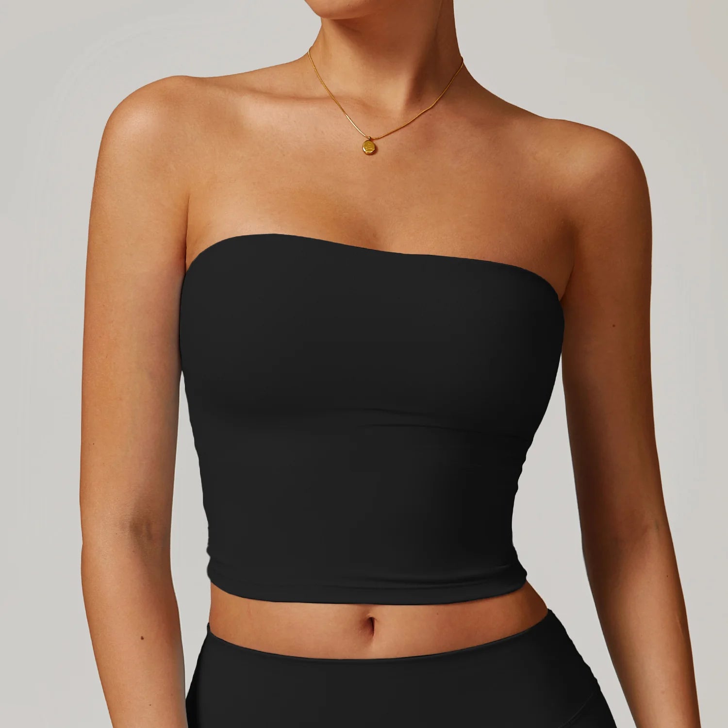 OEM Custom Logo Strapless Bandeau Top Women Yoga Bra Padded Gym Crop Tank Wireless Tube Top Workout Activewear Vest