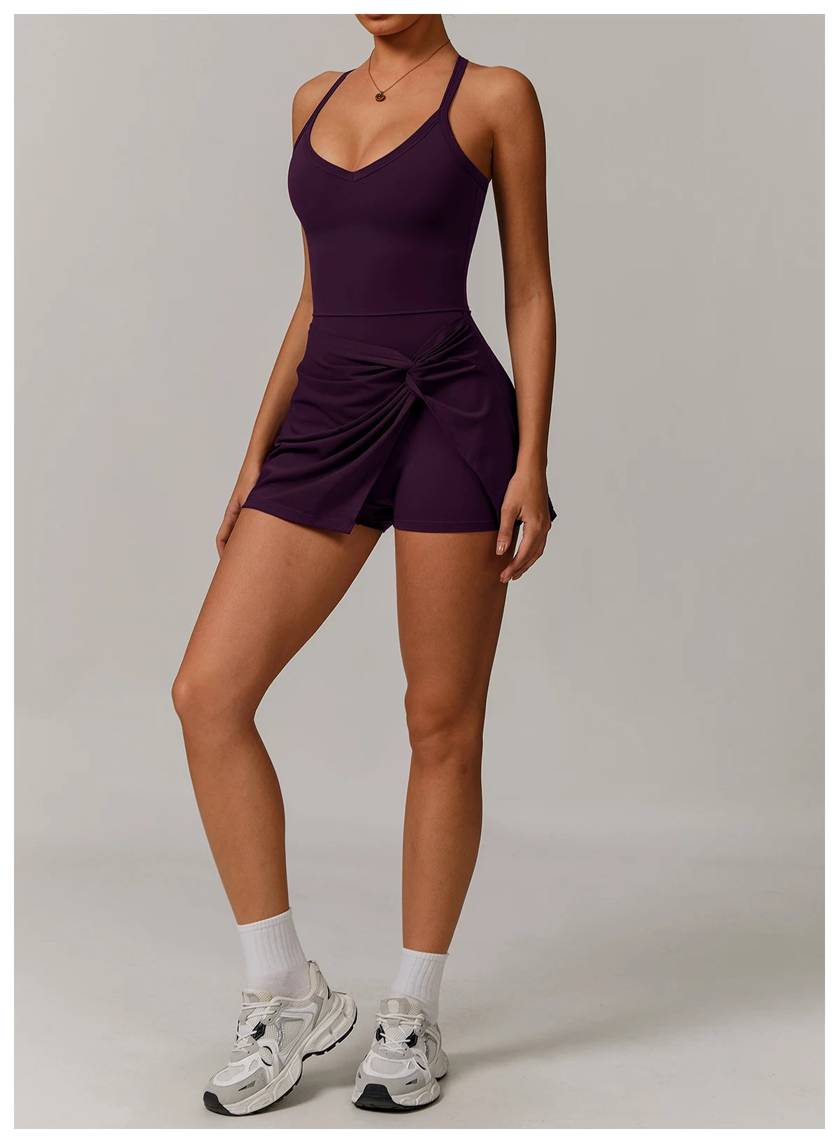 Wholesale Eco Friendly Recycled V-Neck Hollow Out Back Short Sleeve Shirt Tshirt Women One Piece Tennis Yoga Set