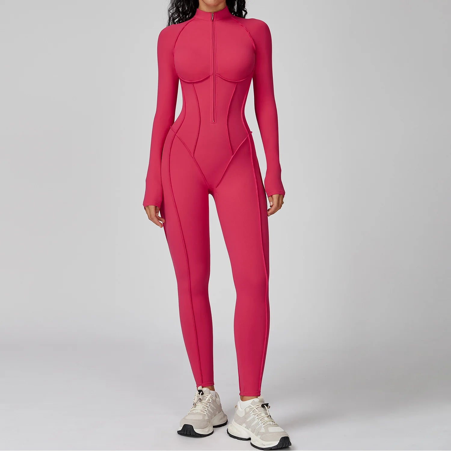 Zippered Front Breathable Gym Fitness Jumpsuit for Women Workout  Yoga Jumpsuit High Impact Sports Suit  Custom Logo