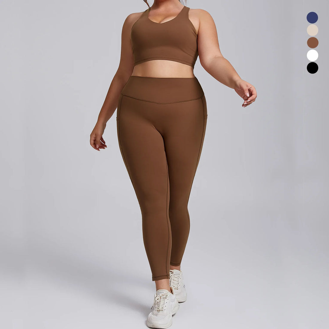 Custom XXXL Plus Size Active Sportswear Sports Bra High Waist High Elastic Pocket Yoga Pants Leggings Gym Fitness Sets