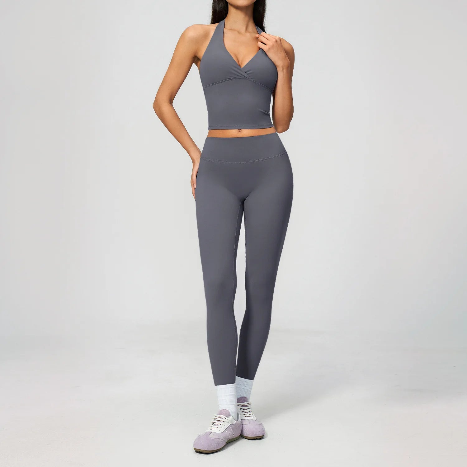Women's Custom Activewear Set Seamless Quick Dry Sexy Yoga Leggings and Bra Solid Pattern Outdoor Gym Fitness Wear
