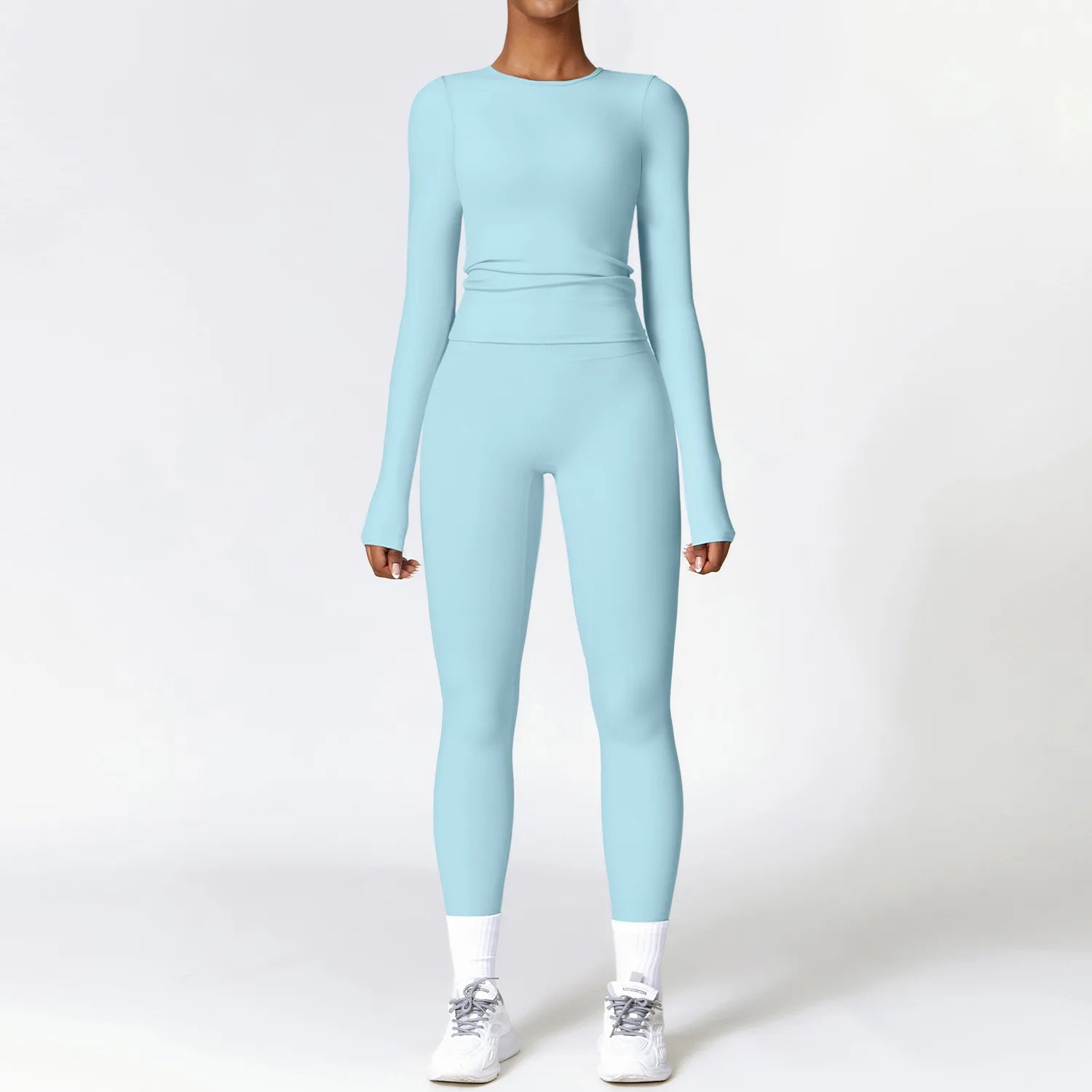 Custom Logo Yoga Set Long Sleeve 2 Piece Workout Set Women High Waist Leggings Shorts Gym Fitness Wear  Quick Dry