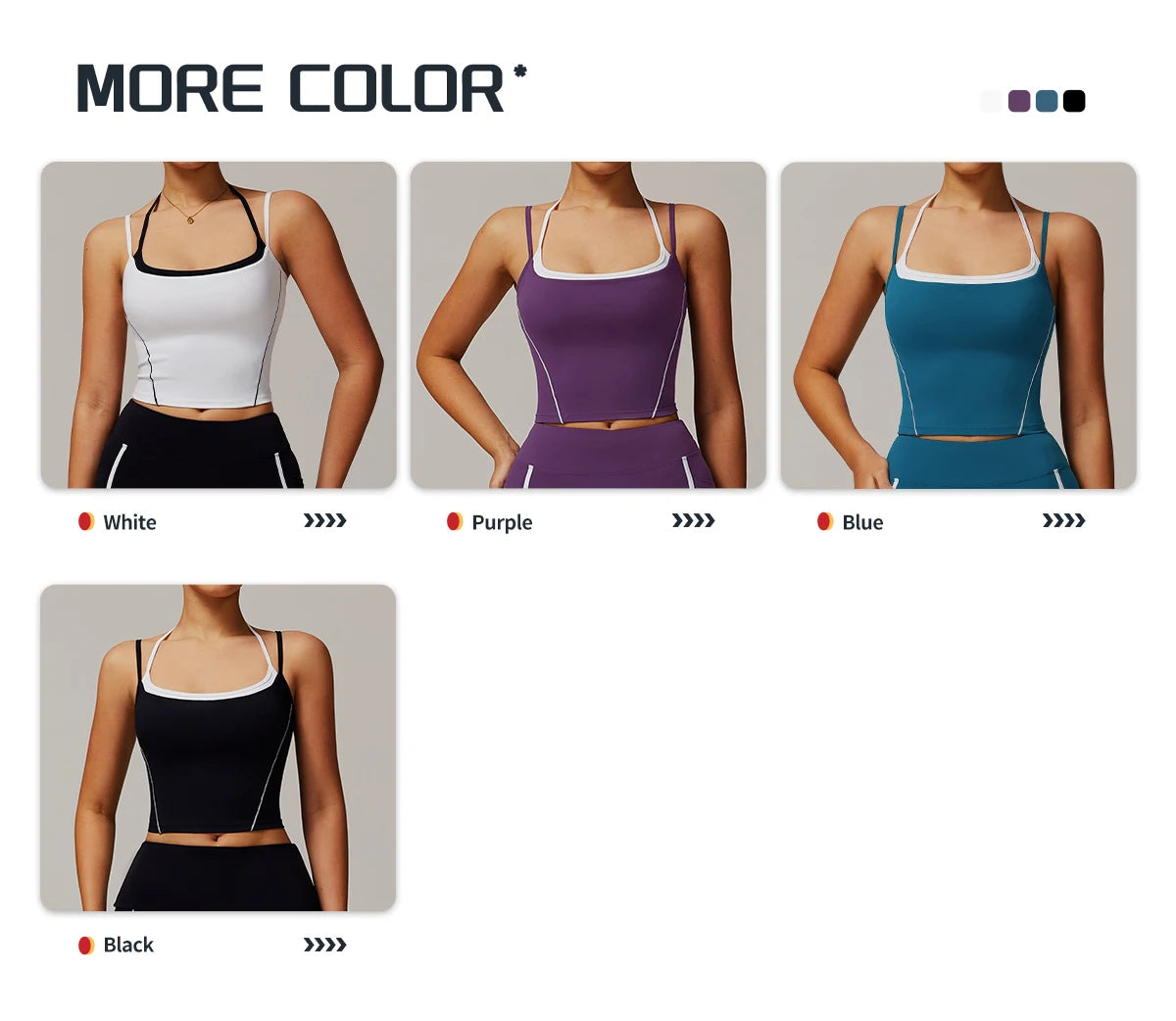 Yoga Tank Top Contrast Trim Halter Neck Sports Crop Top Women Quick Dry Breathable Gym Fitness Wear Custom Logo
