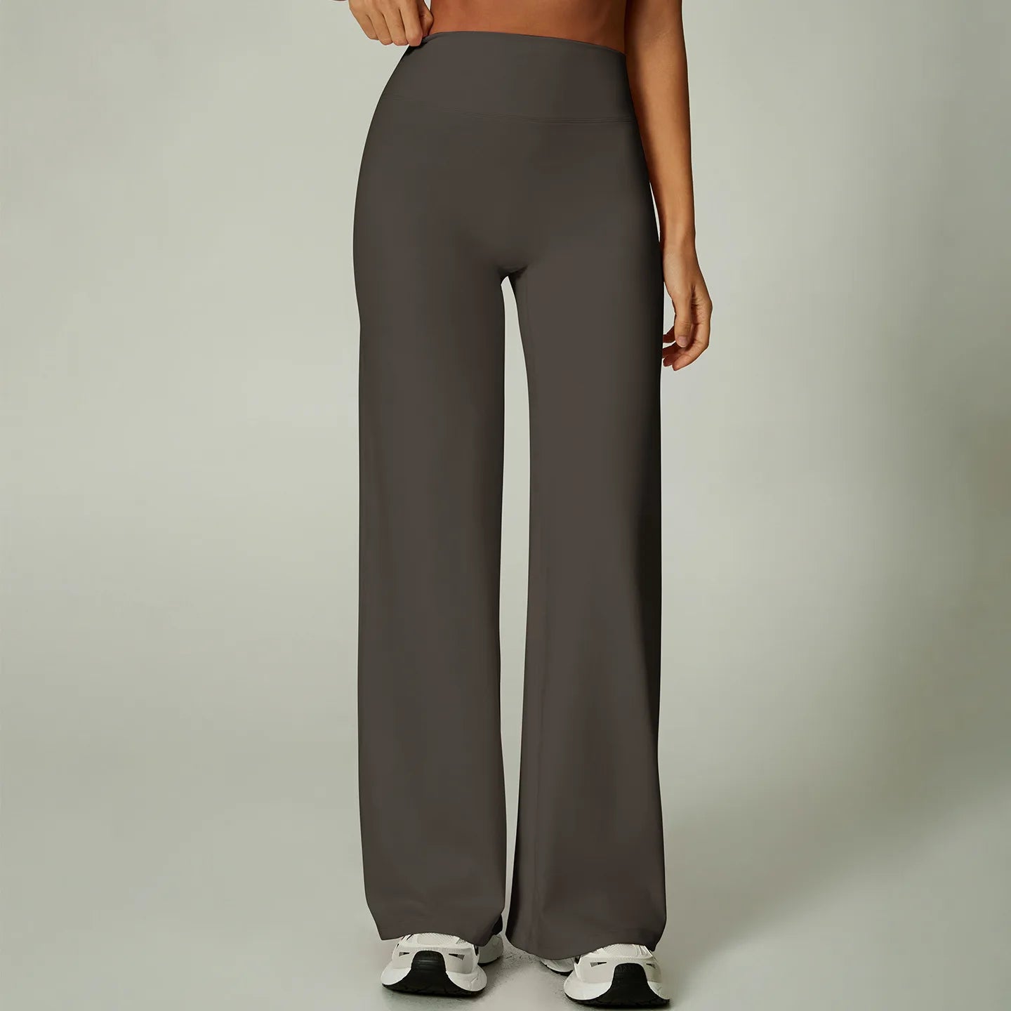 High-Waisted Wide-Leg Active Pants with Elastic Waist Four-Way Stretch Breathable Print for Workout & Casual Wear