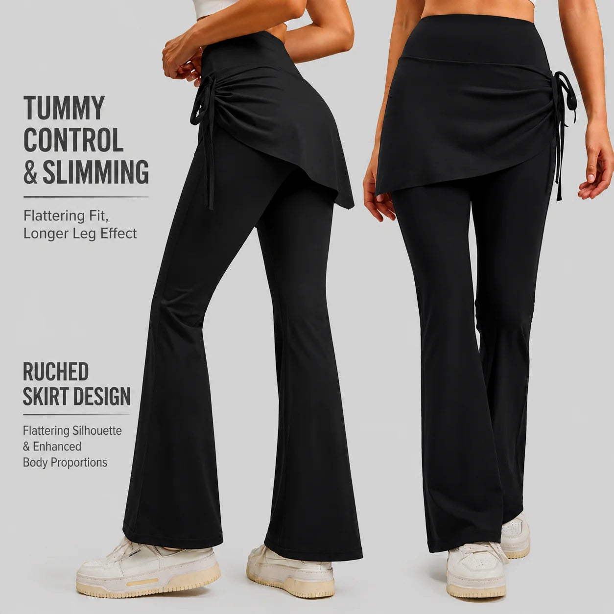 Wrinkled Ruched Flared Skirt Yoga Pants Quick Dry Wrinkled Hip-Lifting Yoga Pants Logo Customization Pantalones De Yoga