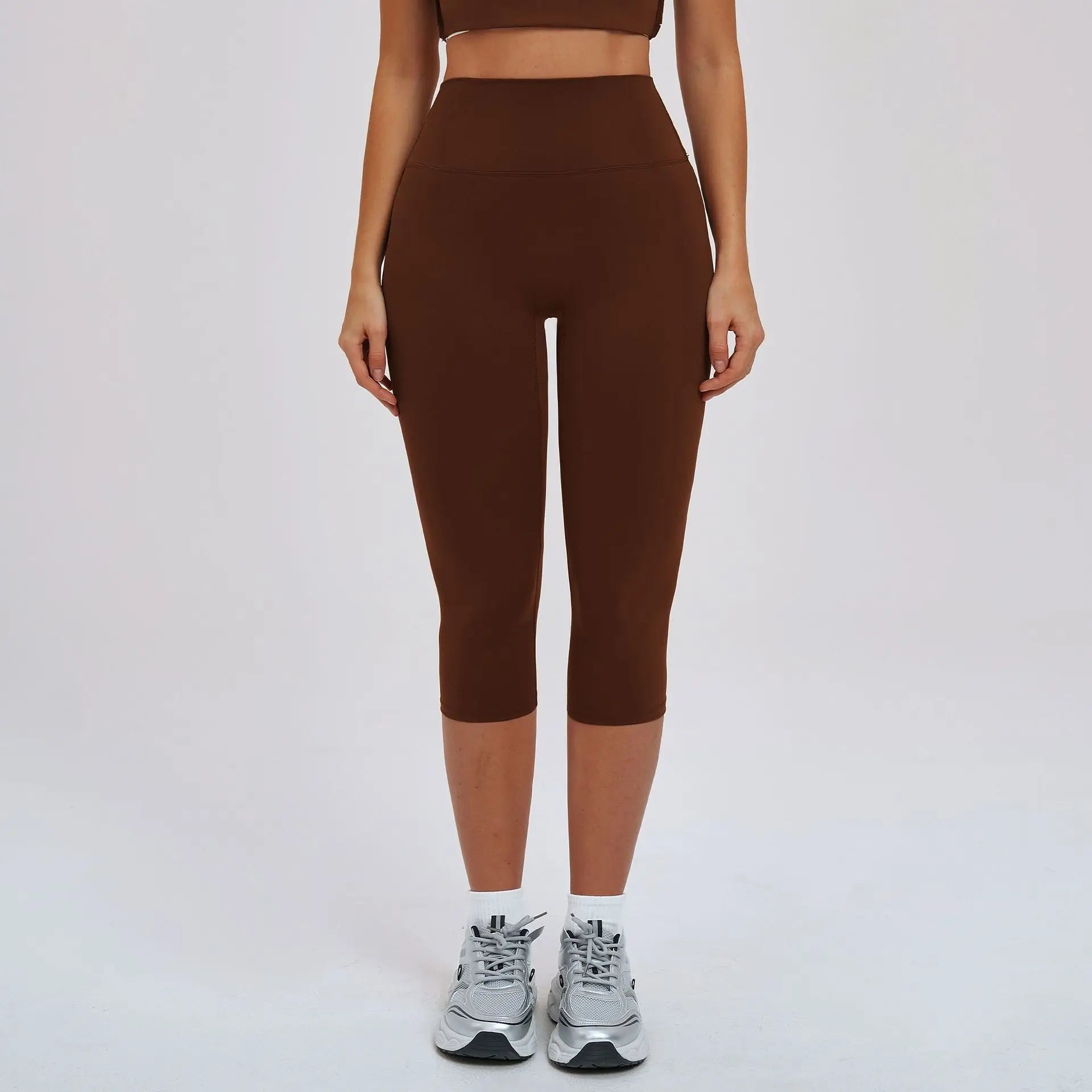 Yoga Leggings High-waisted Tight Slimming Mid-length Pants Running Outdoor Fitness Wear for Women