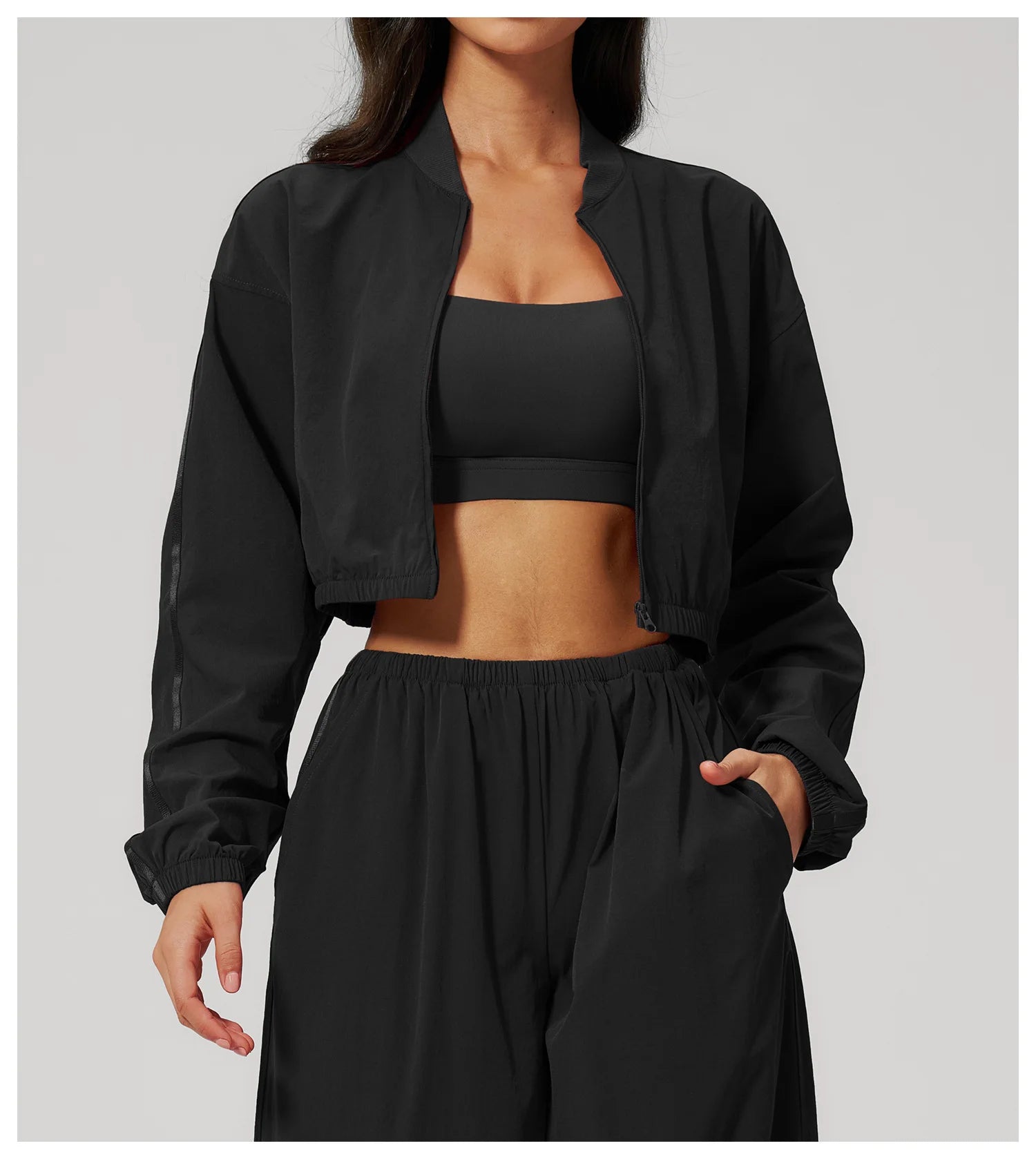 Yoga Jacket Women Zip up Cropped Jacket Sun Protective Lightweight Outdoor Gym Fitness Sports Windbreaker Custom Logo
