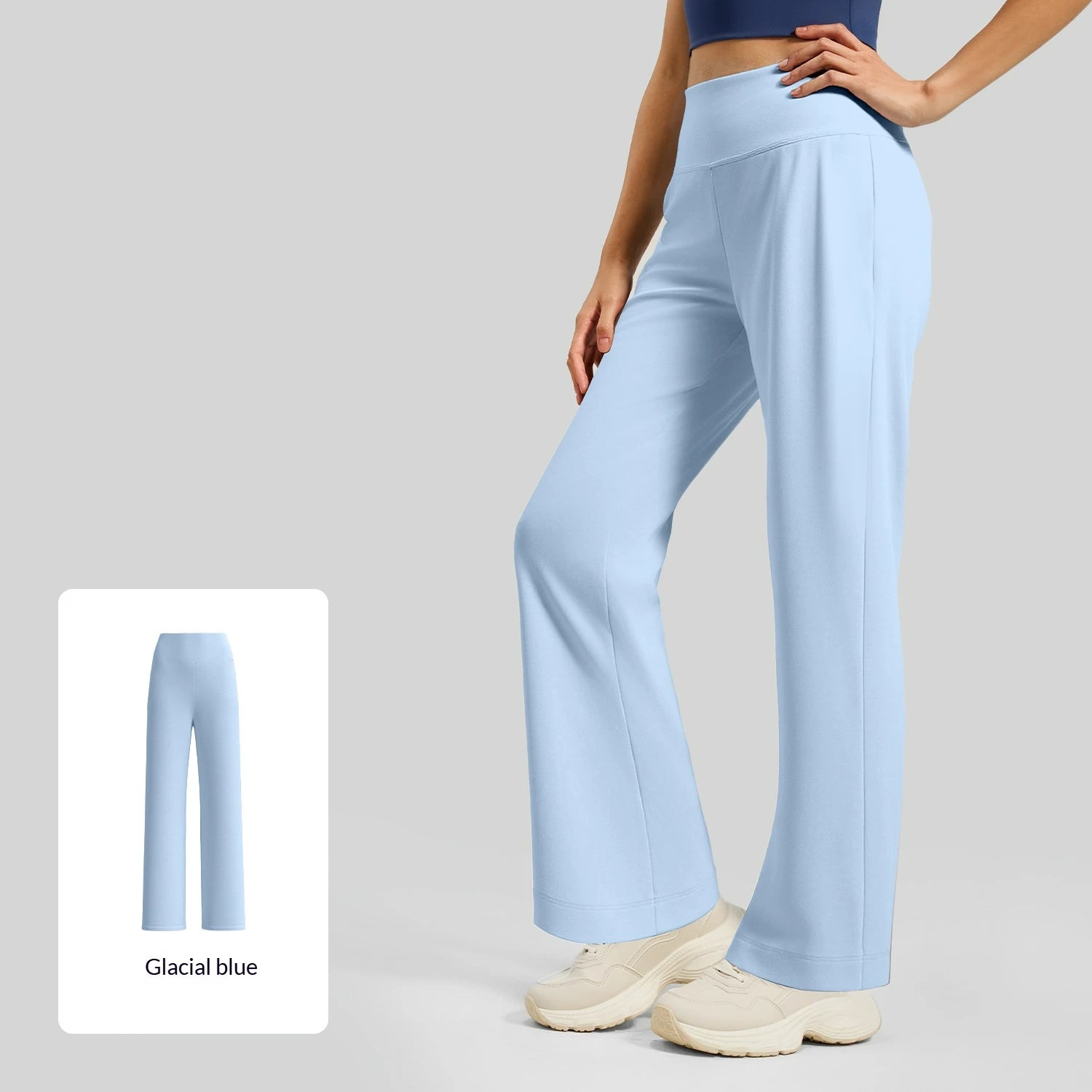Plus Size High-Waisted Flared Leg Yoga Pants with Back Waist Pockets Tummy Control & Quick-Dry Breathable Fabric for Fitness.