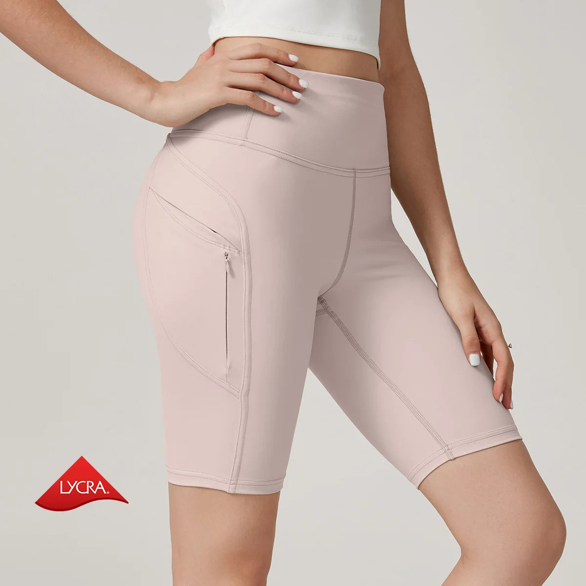 Custom Women's High-Waisted Knee-Length Yoga Gym Fitness Shorts for Breathable Quick Dry Four-Way Stretch Elastic