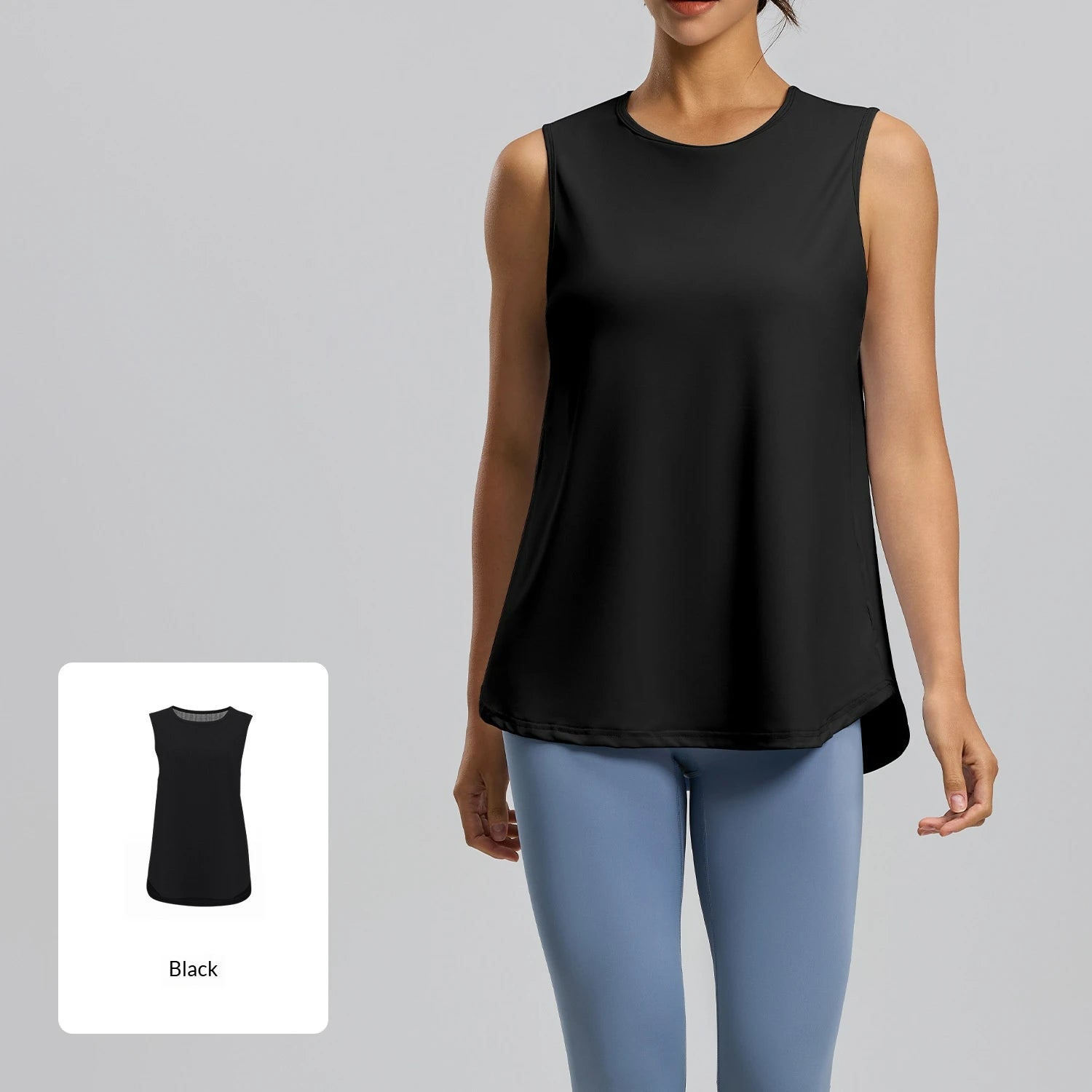 Women's Loose Fit Tank Tops Summer Sleeveless Tees Blouse Plus Size Casual Square Collar Solid Pattern Breathable Knitted Fabric