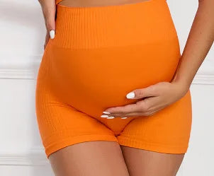 Custom Ribbed Seamless Maternity Yoga Set Strappy Back Bra High Waist Pregnancy Biker Shorts 2 Piece Set