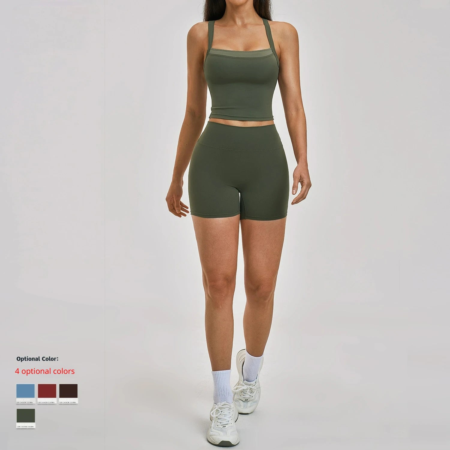 Crisscross Strap Sportswear Outdoor Apparel Hot Selling Color Blocking Gym Fitness Workout Clothes Yoga Set for Women