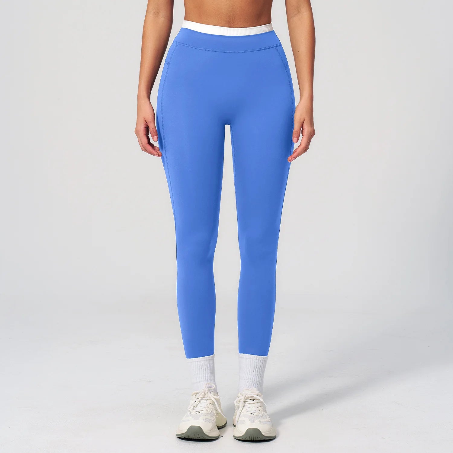 Women's Naked Feeling Yoga Pants, Ribbed High Waist Color Block Slim Fit Workout Leggings for Running & Fitness