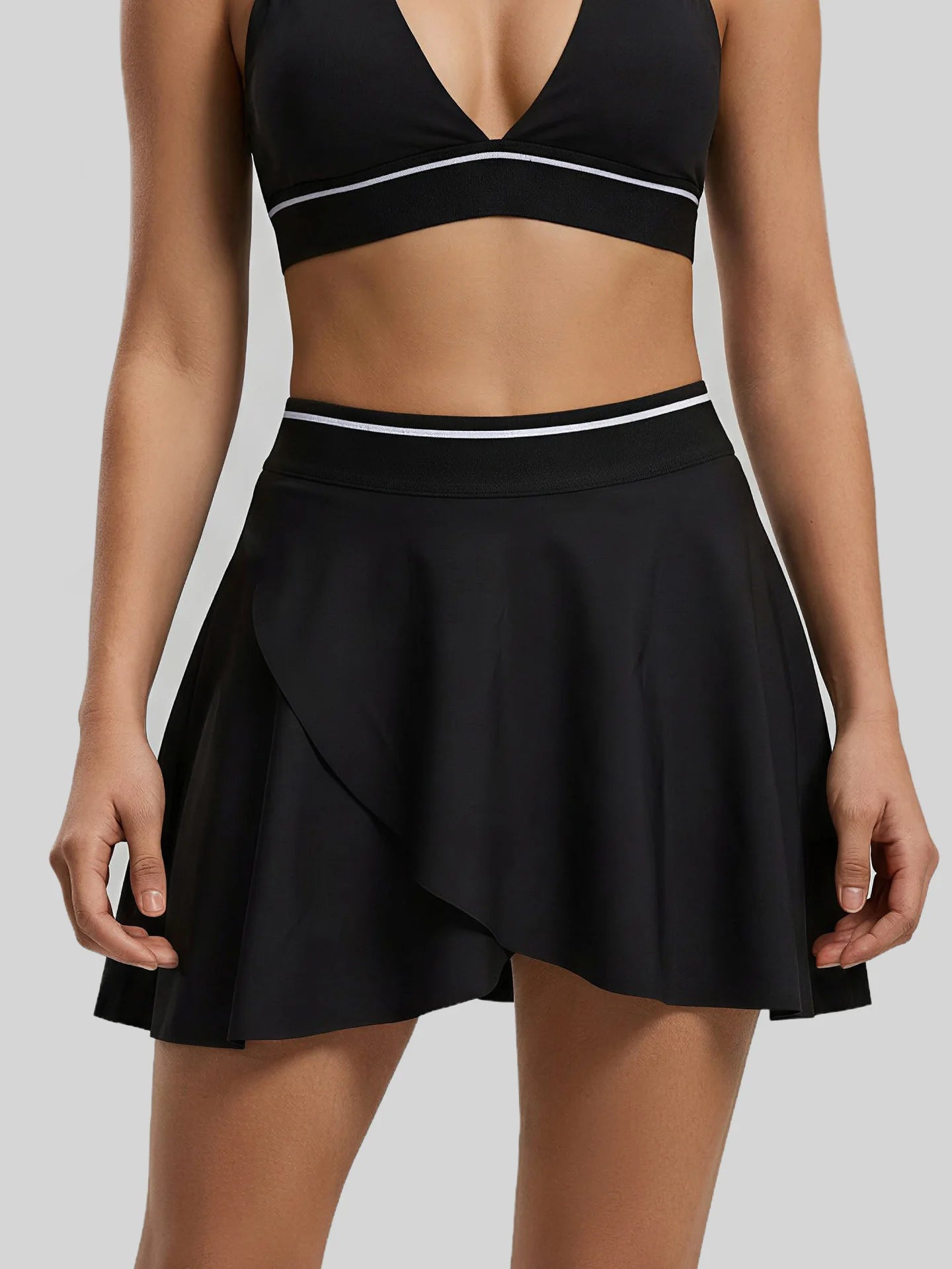 Women High Waisted Tennis Skirt Athletic Skort with Built-in Shorts Double Side Pockets Gym Golf Running Sports Skirt