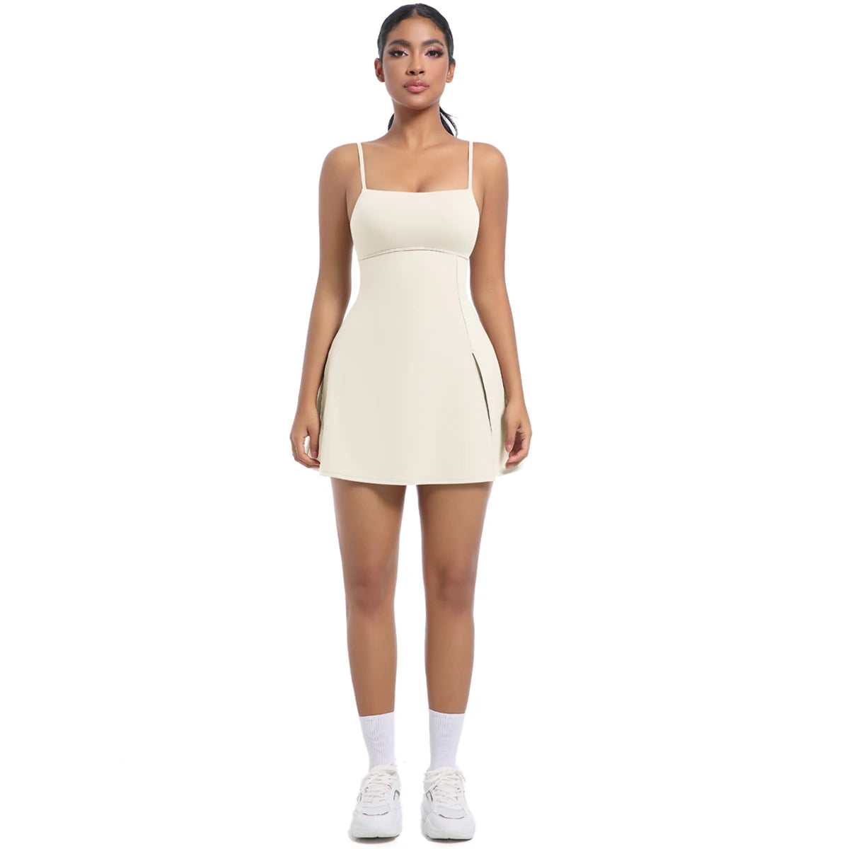 Plus Size Women's Dresses One Piece Tennis OEM Breathable Chest Pad Anti-Exposure Strappy Back Short Sleeveless Shirt