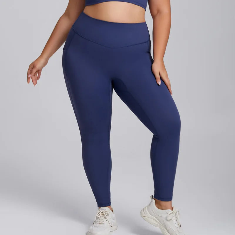 Custom XXXL Plus Size Active Sportswear Sports Bra High Waist High Elastic Pocket Yoga Pants Leggings Gym Fitness Sets