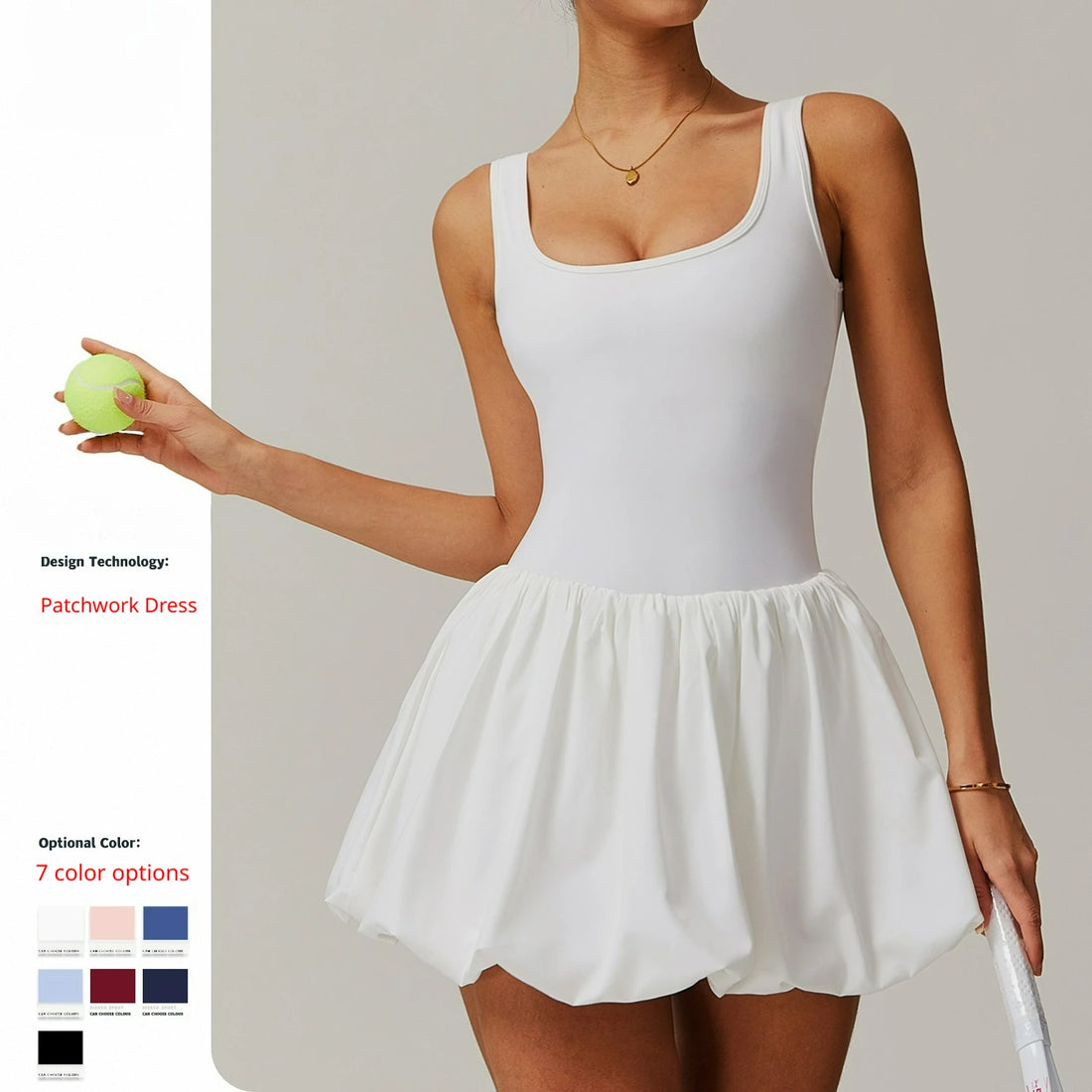 Women's Quick Dry Solid Tennis Golf Ballet & Plus Size Women's Dresses One-Piece Gym Vest & Sports Skirt Custom Logo