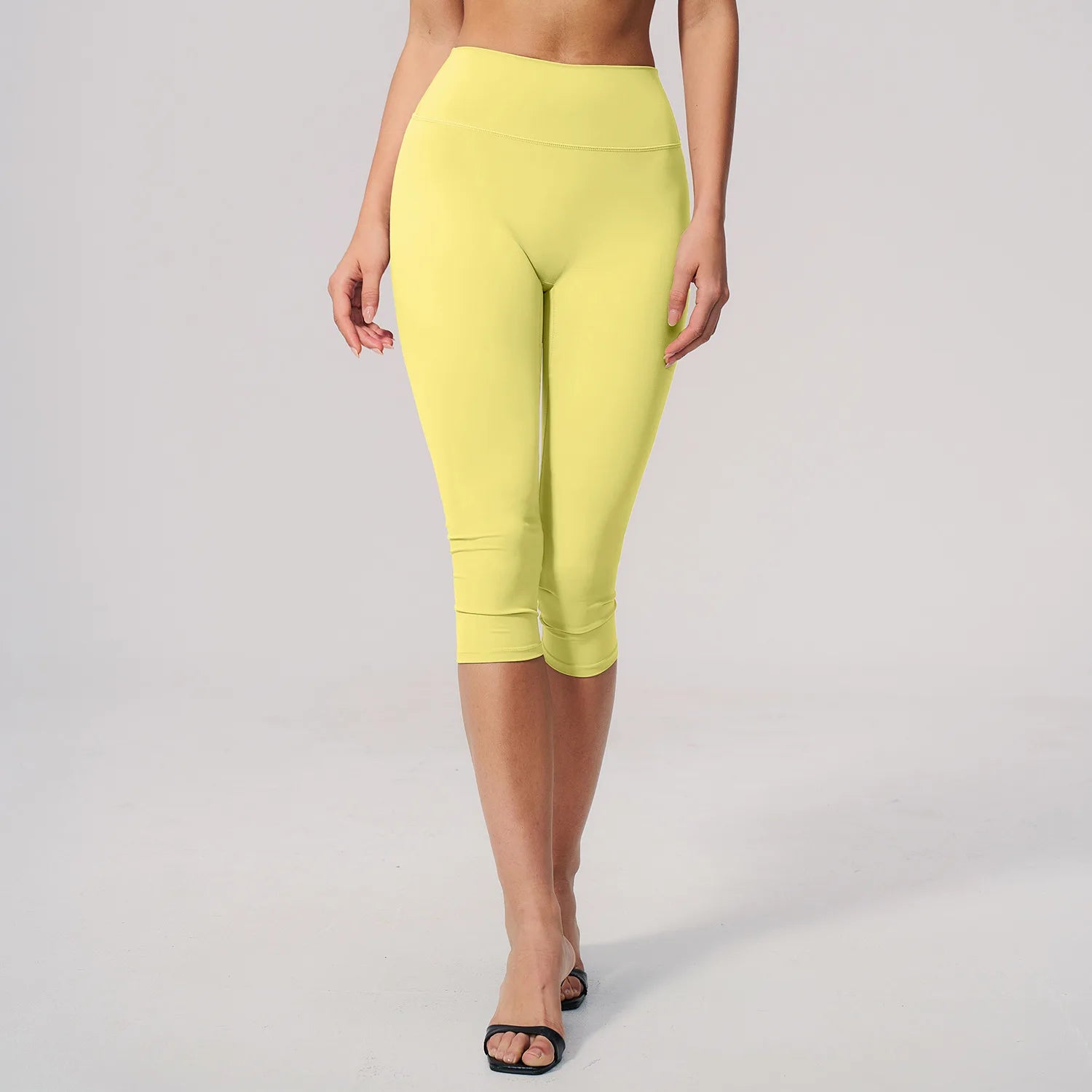 Yoga Leggings High-waisted Tight Slimming Mid-length Pants Running Outdoor Fitness Wear for Women