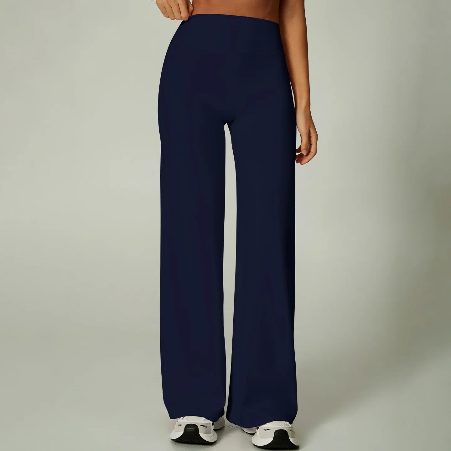 High-Waisted Wide-Leg Active Pants with Elastic Waist Four-Way Stretch Breathable Print for Workout & Casual Wear