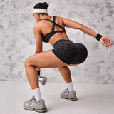 Butt Lifting Tummy Control Leopard Print Lightweight 2 Piece Women's Yoga Shorts Set Crisscross Back High Waist for Gym Workout