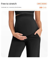 Custom Women's Maternity Pants High-Waisted Elastic Waist Yoga Pants Pockets Wide Leg Casual Lounge Pants Stretchy Loose Fit